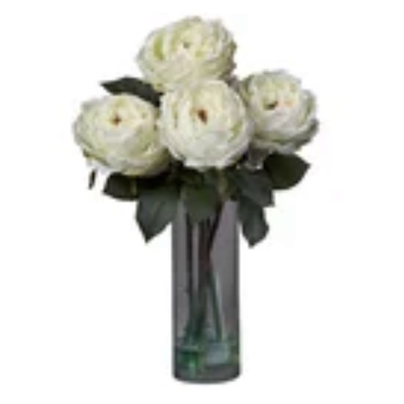 Joss & Main Other - Joss & Main White Roses Flower Floral Arrangement Glass Vase Home Decor Boudoir